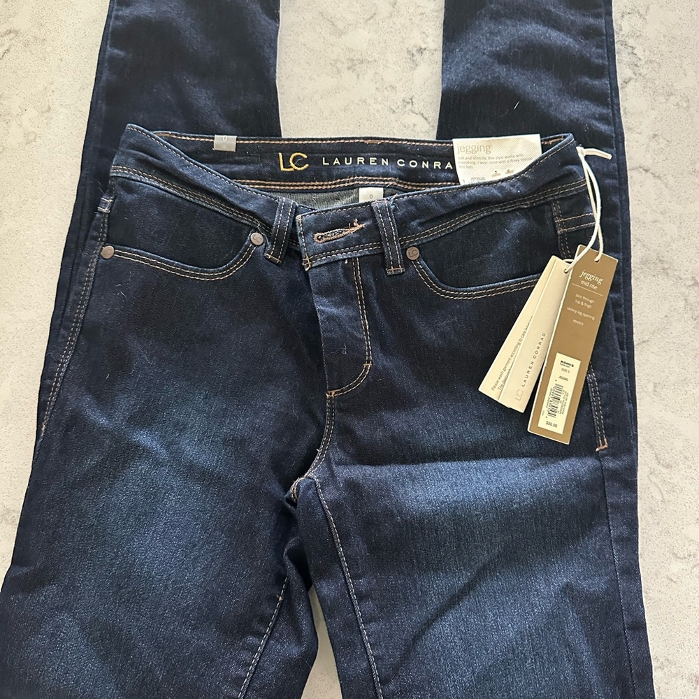 LC Lauren Conrad Women's Deep Indigo Skinny Jeans